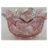 Vintage Pink L.E. Smith Iridized Glass Candy Dish with Scalloped Edges