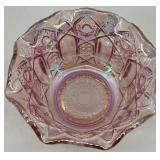Vintage Pink L.E. Smith Iridized Glass Candy Dish with Scalloped Edges
