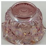 Vintage Pink L.E. Smith Iridized Glass Candy Dish with Scalloped Edges