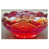 Indiana Glass Red Bowl with Scalloped Edge