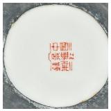 Antique Pewter Bowl with Floral Enamel Inlay and Pewter Metzke Candle topper