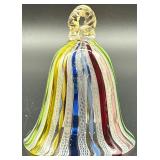 Multicolor Glass Bell with Latticino Pattern, believed to Murano