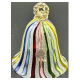Multicolor Glass Bell with Latticino Pattern, believed to Murano