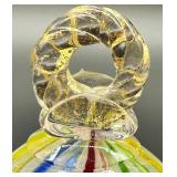 Multicolor Glass Bell with Latticino Pattern, believed to Murano