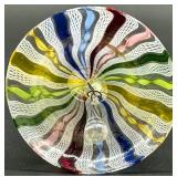 Multicolor Glass Bell with Latticino Pattern, believed to Murano