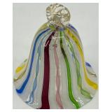 Multicolor Glass Bell with Latticino Pattern, believed to Murano