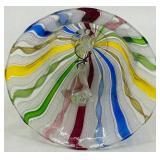 Multicolor Glass Bell with Latticino Pattern, believed to Murano