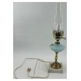 Vintage Murano Latticino Glass Electric Hurricane Table Lamp