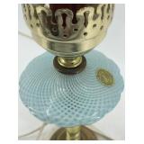 Vintage Murano Latticino Glass Electric Hurricane Table Lamp