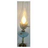 Vintage Murano Latticino Glass Electric Hurricane Table Lamp