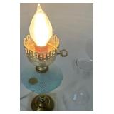 Vintage Murano Latticino Glass Electric Hurricane Table Lamp