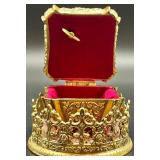 Taj Importing Co. Gold Metal Crown Trinket Music Box