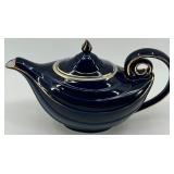 Vintage Hall Aladdin 6-Cup Teapot in Blue with Gold Trim