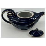 Vintage Hall Aladdin 6-Cup Teapot in Blue with Gold Trim