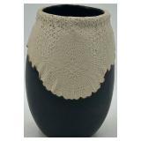 Unique Artisan Ceramic Vase with Intricate Lace Design