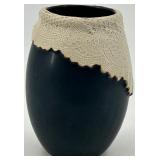 Unique Artisan Ceramic Vase with Intricate Lace Design