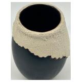 Unique Artisan Ceramic Vase with Intricate Lace Design