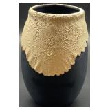 Unique Artisan Ceramic Vase with Intricate Lace Design
