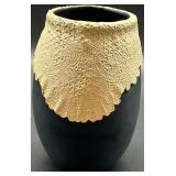 Unique Artisan Ceramic Vase with Intricate Lace Design
