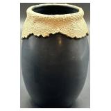 Unique Artisan Ceramic Vase with Intricate Lace Design