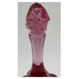 Set of 3 Fenton Cranberry Glass Bells with Heart and Floral Designs