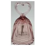 Set of 3 Fenton Cranberry Glass Bells with Heart and Floral Designs