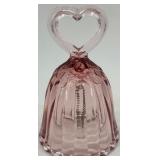 Set of 3 Fenton Cranberry Glass Bells with Heart and Floral Designs