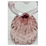 Set of 3 Fenton Cranberry Glass Bells with Heart and Floral Designs