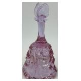 Set of 3 Fenton Cranberry Glass Bells with Heart and Floral Designs