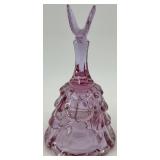 Set of 3 Fenton Cranberry Glass Bells with Heart and Floral Designs