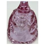Set of 3 Fenton Cranberry Glass Bells with Heart and Floral Designs