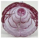 Set of 3 Fenton Cranberry Glass Bells with Heart and Floral Designs