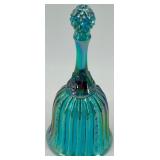 Set of 2 Fenton Glass Bells - Blue and Iridescent Designs