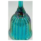 Set of 2 Fenton Glass Bells - Blue and Iridescent Designs