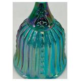 Set of 2 Fenton Glass Bells - Blue and Iridescent Designs