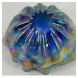 Iridescent Artisan Art Glass Bowl with Ruffled Edge