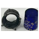 Set of 3 Vintage Hand-Crafted Glass Vessels with Floral & Geometric Designs