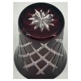 Set of 3 Vintage Hand-Crafted Glass Vessels with Floral & Geometric Designs