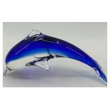 Set of 4 Blown Glass Dolphin Sculptures