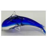 Set of 4 Blown Glass Dolphin Sculptures