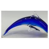 Set of 4 Blown Glass Dolphin Sculptures