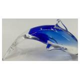 Set of 4 Blown Glass Dolphin Sculptures