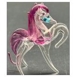Set of 3 Glass Artisan Miniature Figures - Unicorn and Horse Figurines