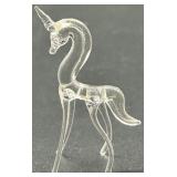 Set of 3 Glass Artisan Miniature Figures - Unicorn and Horse Figurines