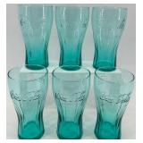 Set of 6 Coca-Cola Green Glass Tumblers