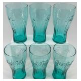 Set of 6 Coca-Cola Green Glass Tumblers
