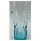 Set of 6 Coca-Cola Embossed Blue Glass Tumblers