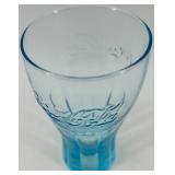 Set of 6 Coca-Cola Embossed Blue Glass Tumblers