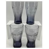 Set of 4 Coca-Cola Purple Glasses and Vintage Coca-Cola Tray