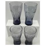 Set of 4 Coca-Cola Purple Glasses and Vintage Coca-Cola Tray